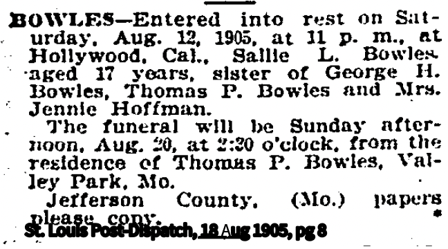 Sallie Bowles' obituary