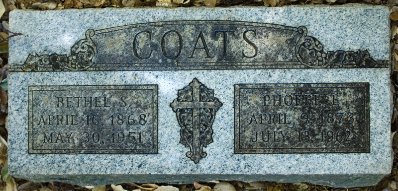 Bethel and Phoebe Grave Bethel and Phoebe Coats graves