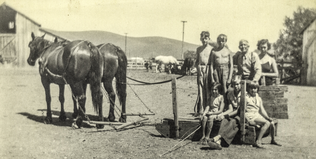 Photograph of a sled ride at the ranch.